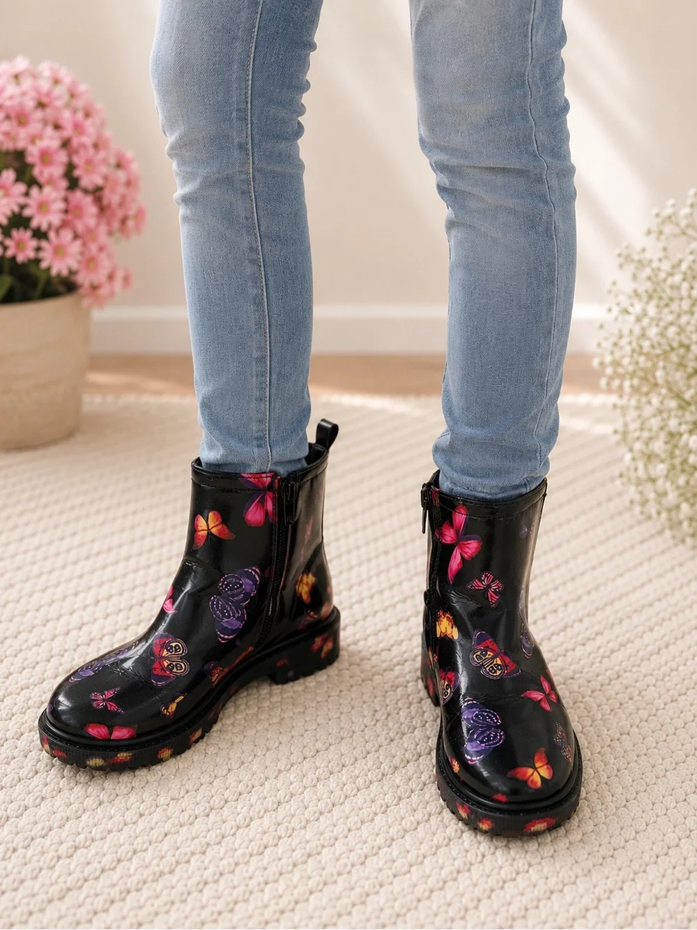 Girls Steve Madden Butterfly Rain Boots – Size 4 (big kids)